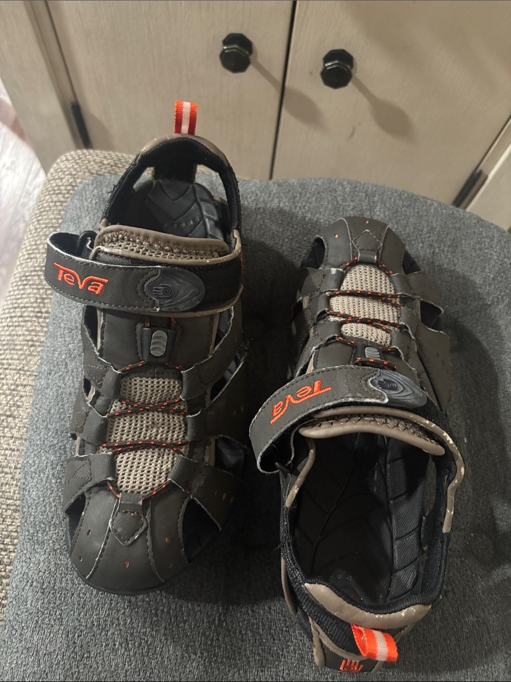 Teva Brown and Orange Closed-Toe Outdoor Sandals